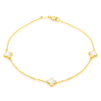9k Yellow Gold Petal MOP Bracelet