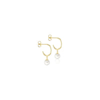 9k Yellow Gold Fresh Water Pearl Hoop Earrings