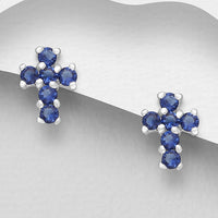 Mini Gemstone Cross Studs