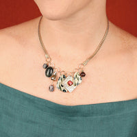 Olive Multi Charm Gold Necklace