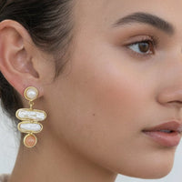 Amara Pearl Bar and Red Aventurine Earrings