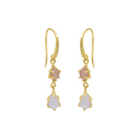 Allora Double Drop Peach Moonstone Earrings