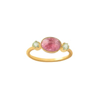 Allora Prehnite and Pink Tourmaline Ring