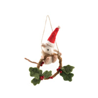 Mouse and Christmas Wreath Hanging Ornament