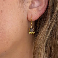 Allora Ornate Round Rose Quartz Drop Earrings