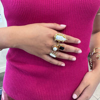 Amara Geo Onyx and Pearl Ring