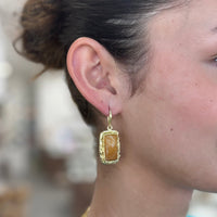 Amara Golden Jasper Rectangle Drop Earrings