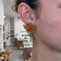 Amara Dotted Square Citrine Stud Earrings