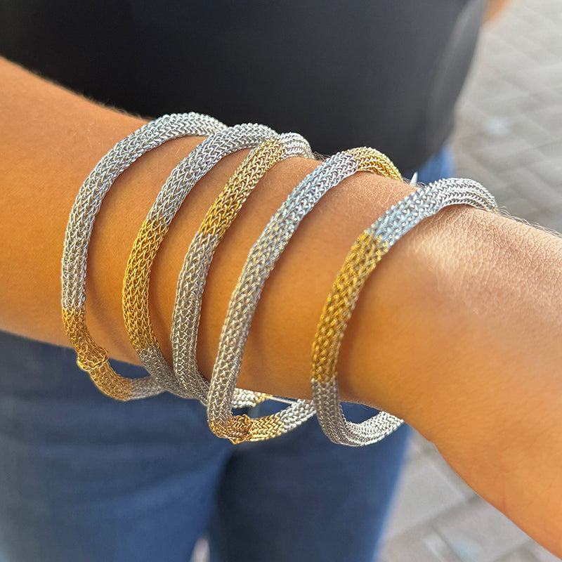 Milena Zu Silver and Gold Tube Bracelet