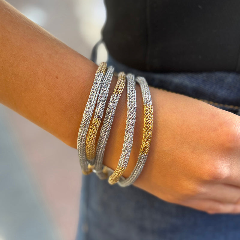 Milena Zu Silver and Gold Tube Bracelet