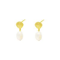Shell and Pearl Drop Earrings