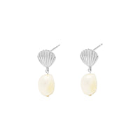 Shell and Pearl Drop Earrings