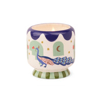 Misted Lime Peacock Ceramic Candle