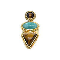 Amara TriStone Amazonite and Tigers Eye Ring