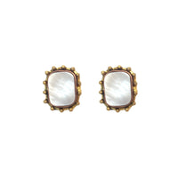 Amara Dotted Square Pearl Stud Earrings
