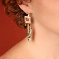 Olive Square Drop Earrings