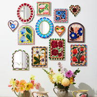 Bloom Blue Oval Mirror