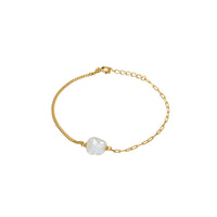 Pearl and Paper Clip Chain Bracelet