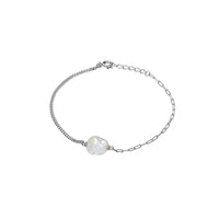 Pearl and Paper Clip Chain Bracelet