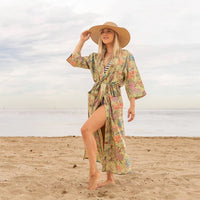 Green Peacock Kimono Robe