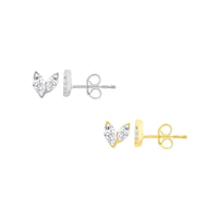9k Gold Marquis Diamond Heart Studs