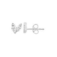9k Gold Marquise Diamond Heart Studs