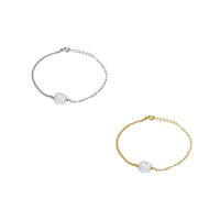 Pearl and Paper Clip Chain Bracelet
