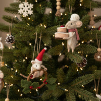 Mouse and Christmas Wreath Hanging Ornament