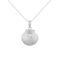 Silver chain necklace with seashell locket pendant