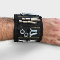 Black nylon covered in screws wrapped around a wrist