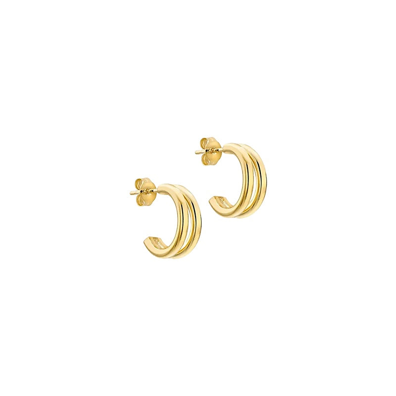 9k Yellow Gold Double Tube Half Hoops