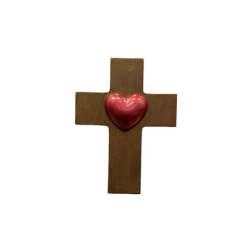 Bronze Cross with Pink Heart