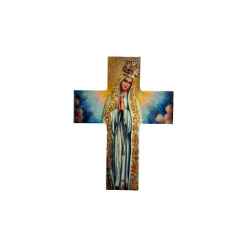 Blue Praying Virgin Mary Cross