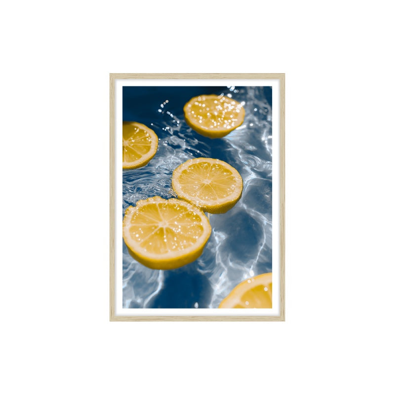 Lemon Float Blu Framed Print