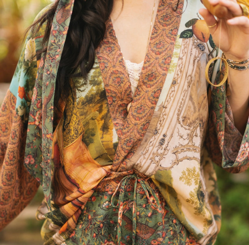 Secret Garden Bamboo  Cropped Kimono