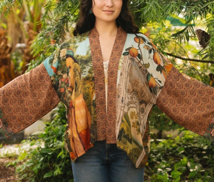 Secret Garden Bamboo  Cropped Kimono