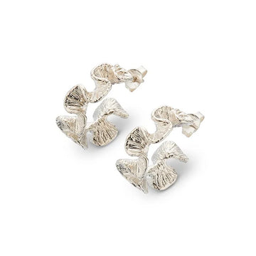 Palas Silver Coral Hoop Earrings