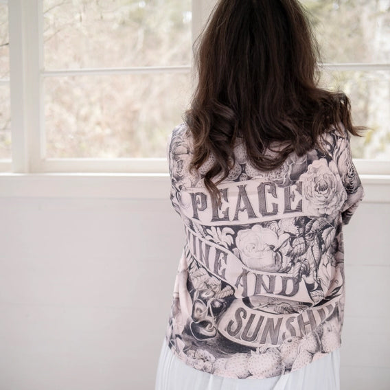 Peace Wine Sunshine Cropped Kimono