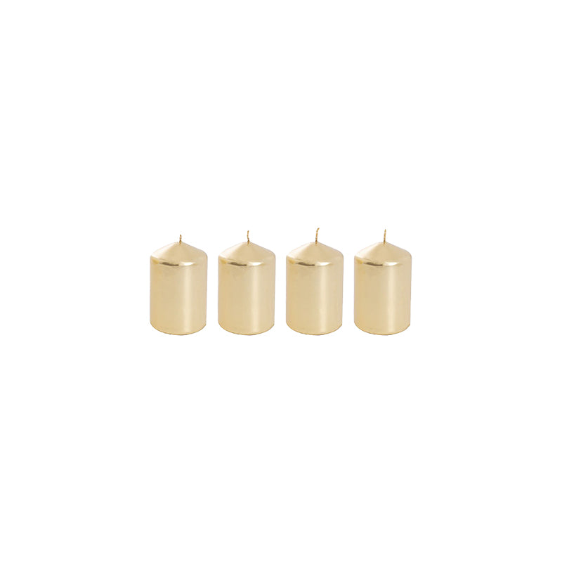 Mini Gold Pillar Candle Set
