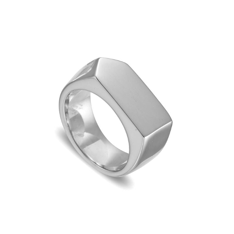 Mens Stainless Steel Geometric Signet Ring