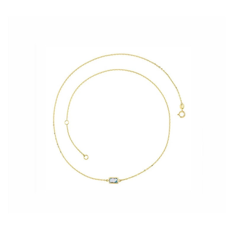 9k Yellow Gold Blue Topaz Necklace