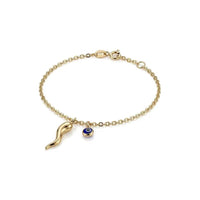 9k Yellow Gold Evil Eye and Horn Bracelet