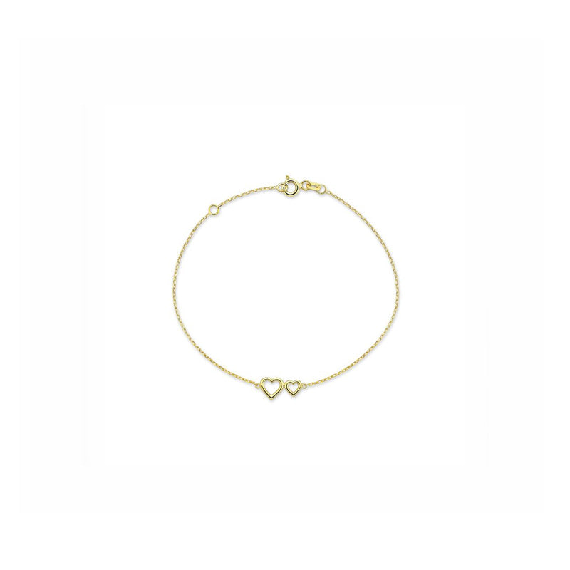 9k Yellow Gold Petite Hearts Bracelet