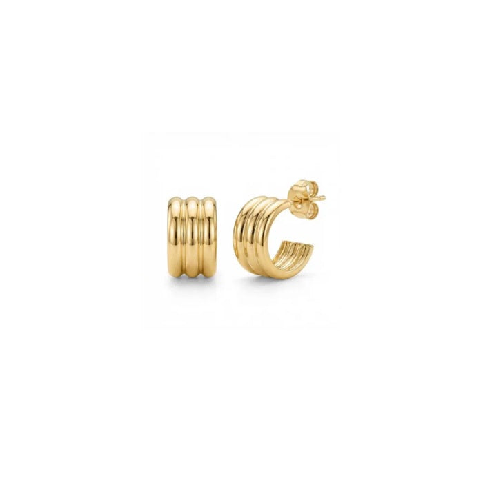 9K Yellow Gold Triple Row Hoops