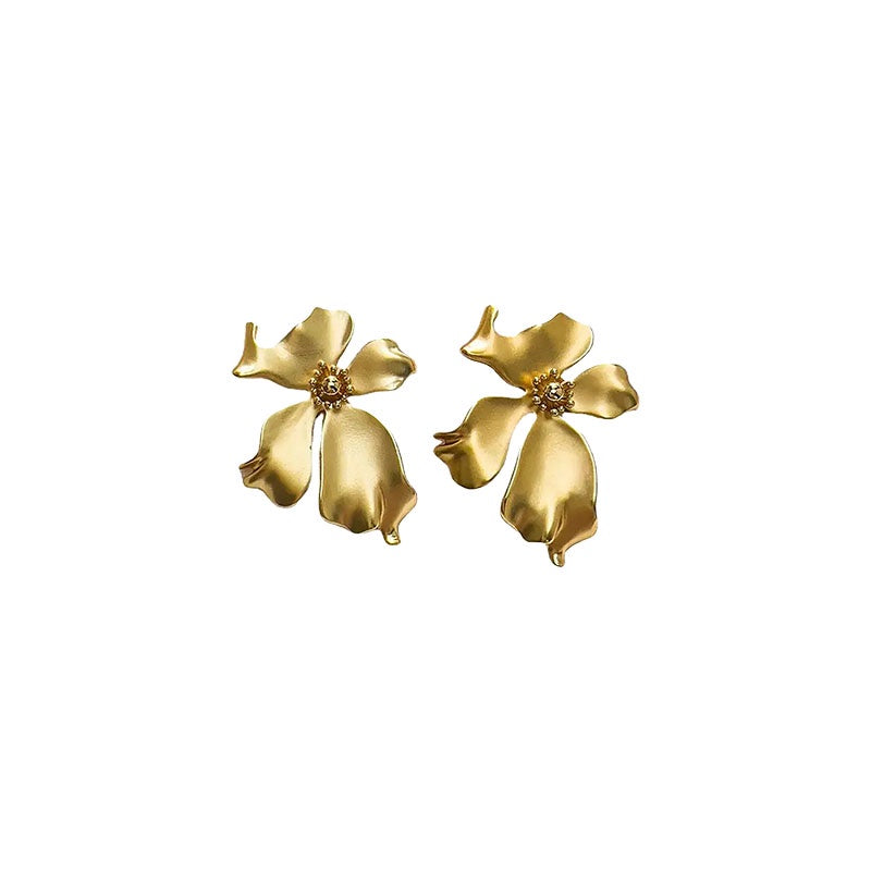 Gold Abstract Flower Studs