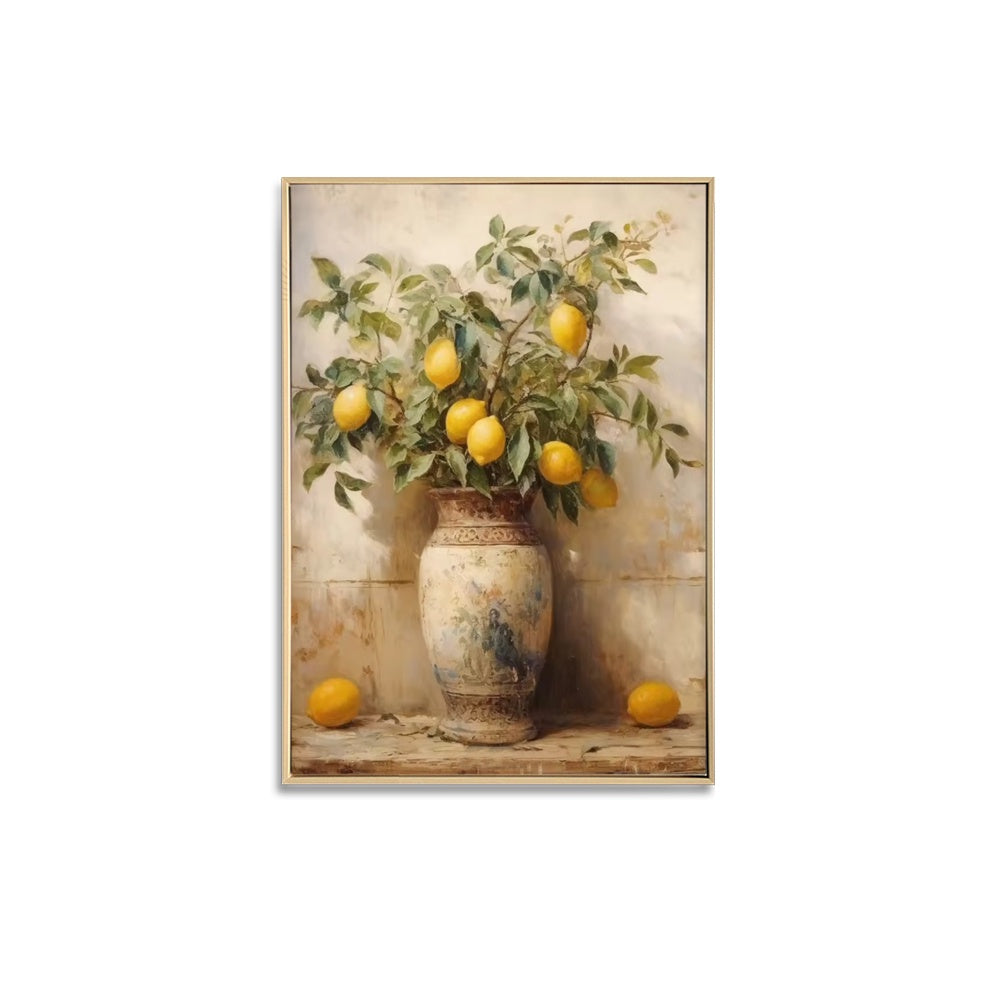 Lemon Branch Antique Vase Framed Print