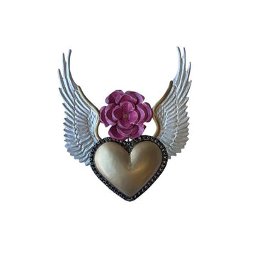 Mexican Gold Heart with Pink Flower