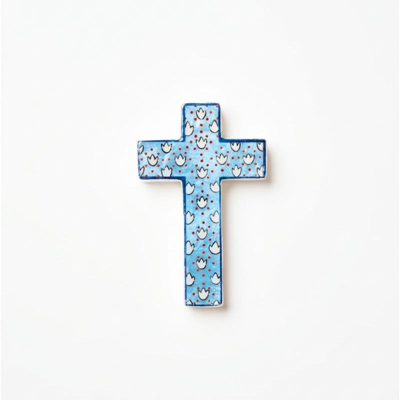 Samira Blue Lotus Cross Wall Art