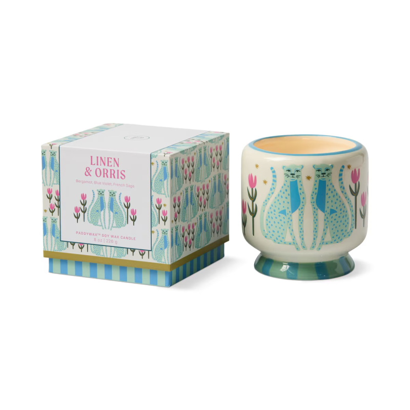 Blue Cheetahs Ceramic Candle