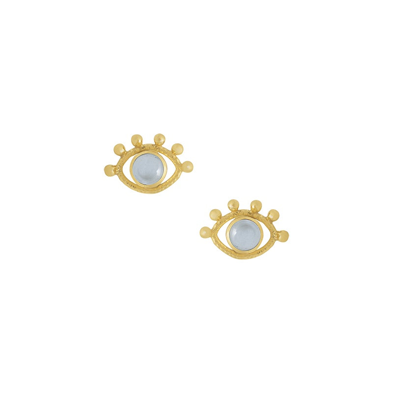 Allora Aqua Chalcedony Eye Earrings